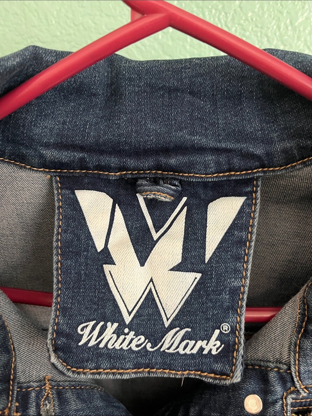 White Mark Dark Blue Denim Jean Jacket with dragon art - Picture 3 of 6